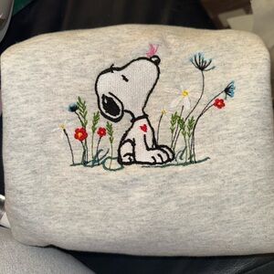 Flower Snoopy Embroidered Sweater